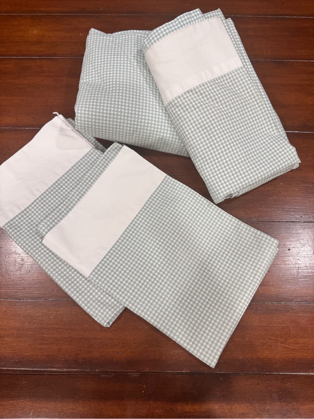Vintage WestPoint Stevens Queen Sheet Set Sage Green Gingham Cottagecore